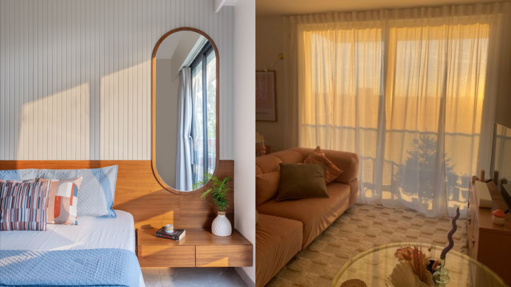 Use of mirrors and curtains